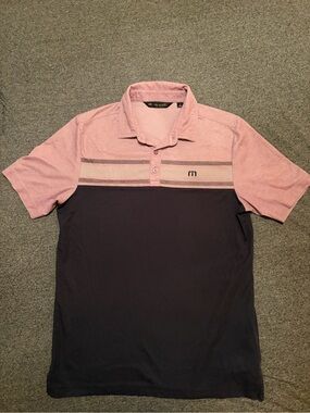 Travis Mathew Men's Dusty Rose Striped Polo